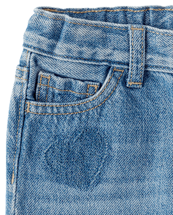 Toddler Girls Heart Patch Baggy Barrel Jeans