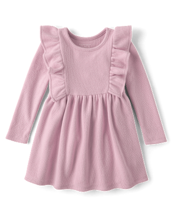 Baby And Toddler Girls Plush Winter Waffle Thermal Babydoll Dress