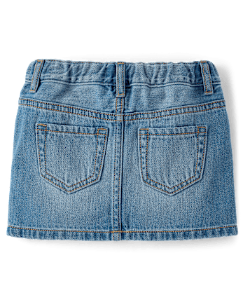 Toddler Girls Rhinestone Bow Denim Skirt