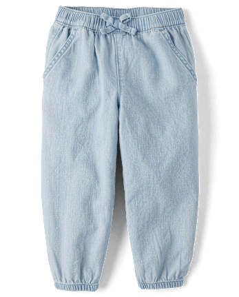 Baby And Toddler Girls Chambray Baggy Pull On Jogger Pants