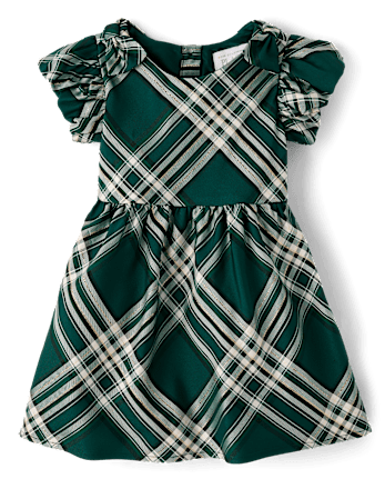 Toddler Girls Matching Family Plaid Satin Fit And Flare Dress