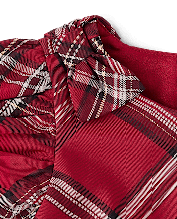 Toddler Girls Matching Family Plaid Satin Fit And Flare Dress