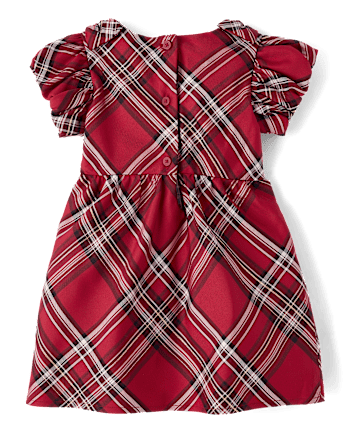 Toddler Girls Matching Family Plaid Satin Fit And Flare Dress