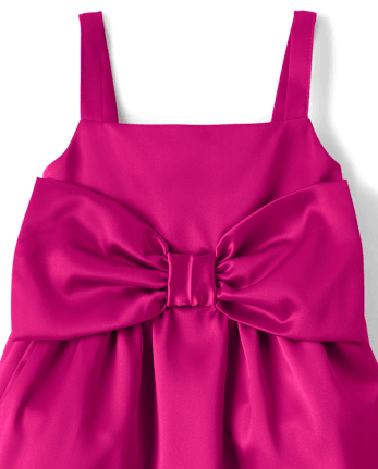 Baby And Toddler Girls Oversized Bow Satin Fit And Flare Dress