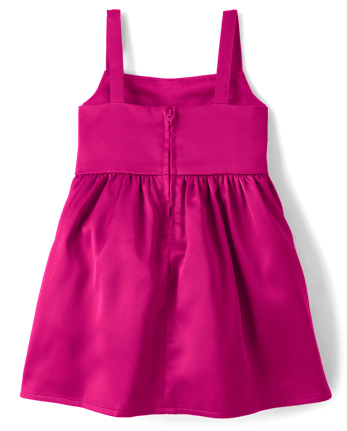 Baby And Toddler Girls Oversized Bow Satin Fit And Flare Dress