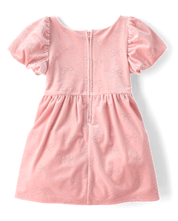 Baby And Toddler Girls Glitter Bow Velour Bubble Dress