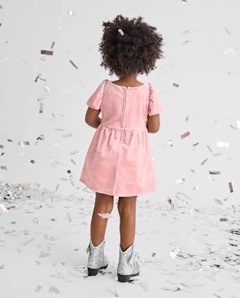 Baby And Toddler Girls Glitter Bow Velour Bubble Dress
