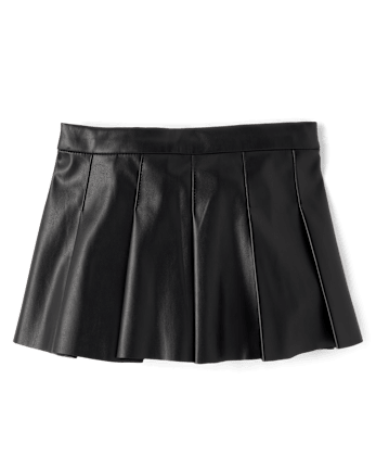 Toddler Girls Pleated Faux Leather Skirt