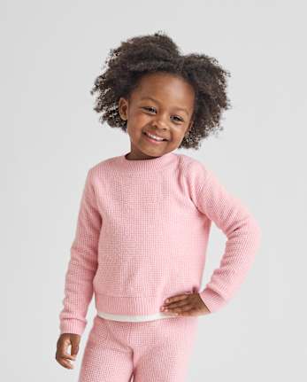 Toddler Girls Waffle Sweater 2-Piece Outfit Set