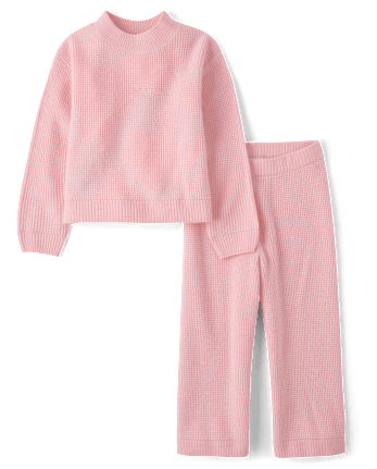 Toddler Girls Waffle Sweater 2-Piece Outfit Set