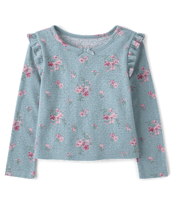 Haut fleuri en pointelle à volants pour petite fille