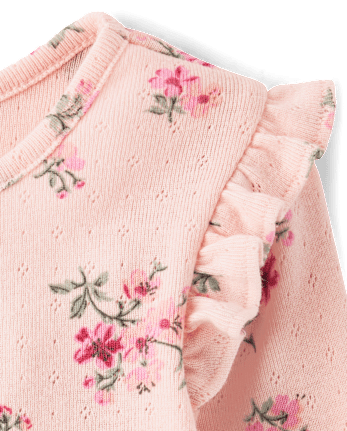 Haut fleuri en pointelle à volants pour petite fille