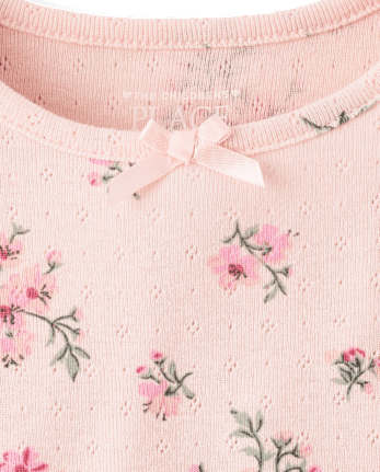 Haut fleuri en pointelle à volants pour petite fille