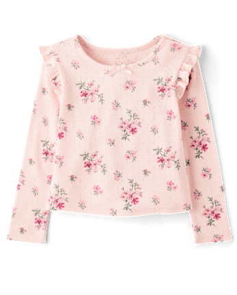 Haut fleuri en pointelle à volants pour petite fille