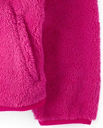 Toddler Girls Heavyweight Sherpa Zip Up Jacket - AURORA PINK
