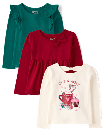 Toddler Girls Holiday Top 3-Pack