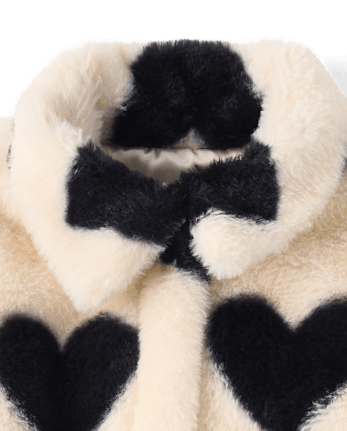 Toddler Girls Heart Faux Fur Coat