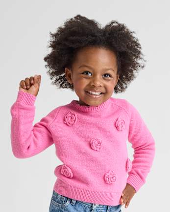Toddler Girls 3D Rosette Sweater