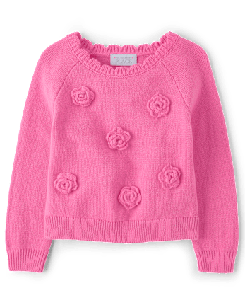 Toddler Girls 3D Rosette Sweater