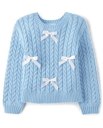 Toddler Girls Bow Cable Knit Sweater