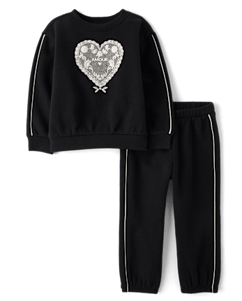 Toddler Girls Embellished Premium Fleece 2-Piece Outfit Set