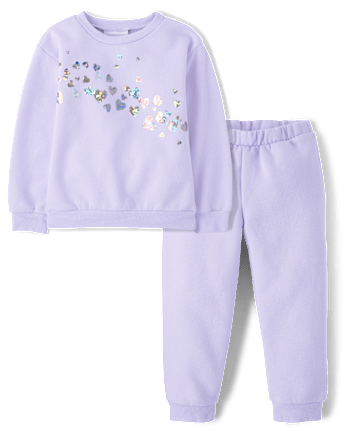 Toddler Girls Embellished Premium Fleece 2-Piece Outfit Set