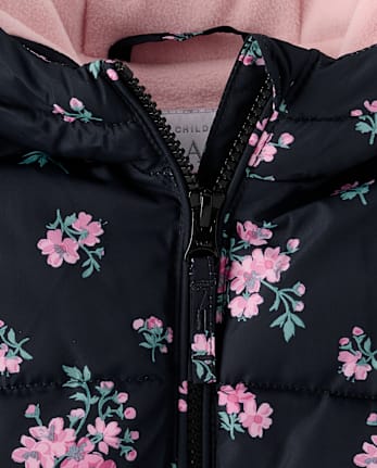 Toddler Girls Print Microfleece Lined Puffer Jacket