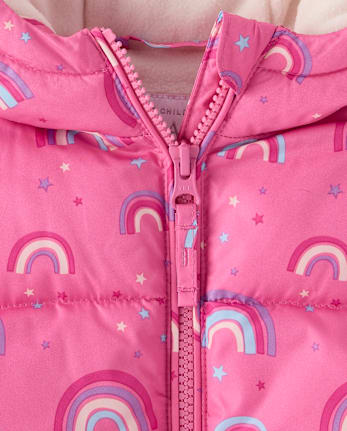 Toddler Girls Print Microfleece Lined Puffer Jacket
