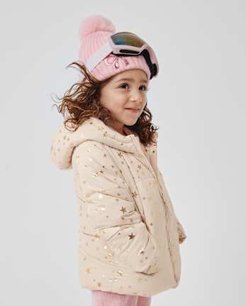 Toddler Girls Print Microfleece Lined Puffer Jacket