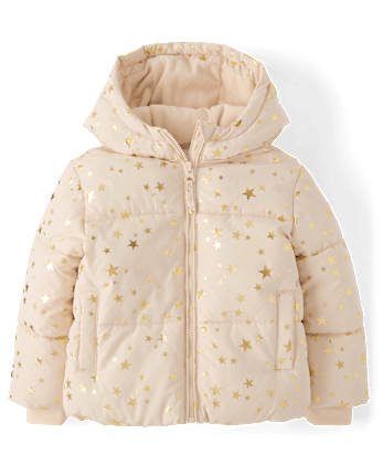 Toddler Girls Print Microfleece Lined Puffer Jacket