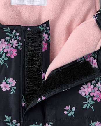Toddler Girls Print Snow Overalls