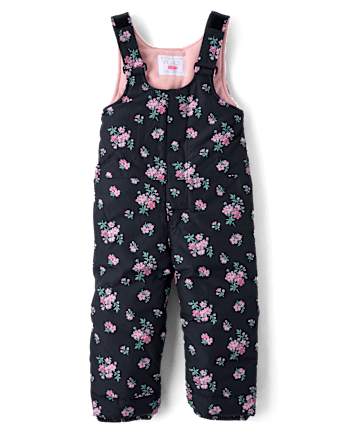 Toddler Girls Print Snow Overalls