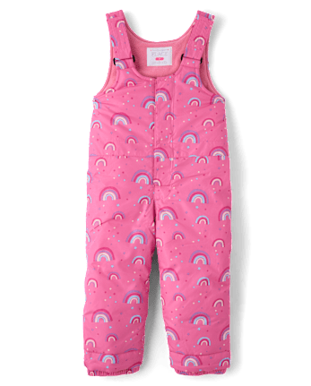 Toddler Girls Print Snow Overalls