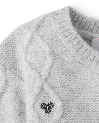 Pull super doux en maille torsadée à paillettes pour petite fille