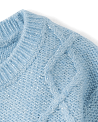 Pull super doux en maille torsadée à paillettes pour petite fille