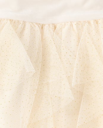 Girls Glitter Ruffle Mesh Fit And Flare Dress