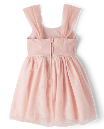 Girls Sequin Mesh Fit And Flare Dress