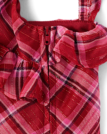Girls Plaid Chiffon Ruffle Dress