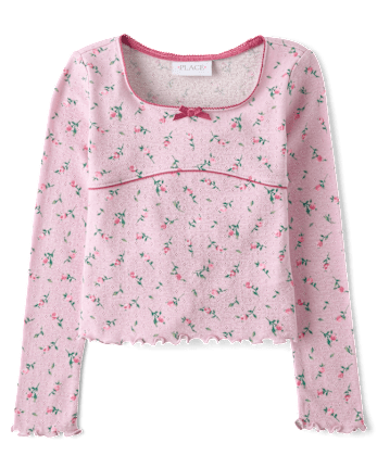 Girls Floral Pointelle Top
