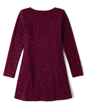 Girls Floral Sueded Rib Shift Dress