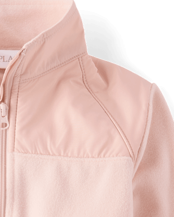 Girls Contrast Microfleece Zip Up Jacket