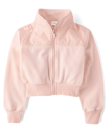 Girls Contrast Microfleece Zip Up Jacket
