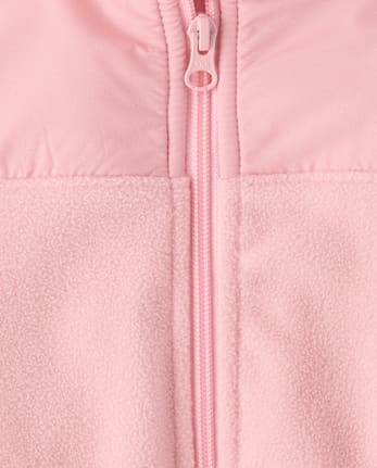 Girls Contrast Microfleece Zip Up Jacket