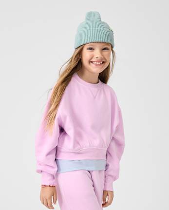 Girls Garment Dyed Premium Fleece Sweatshirt