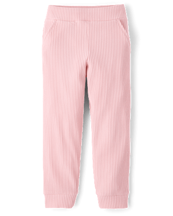 Girls Plush Rib Jogger Pants