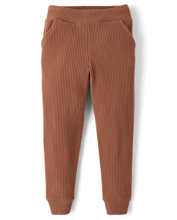 Girls Plush Rib Jogger Pants