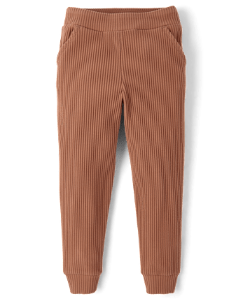 Girls Plush Rib Jogger Pants