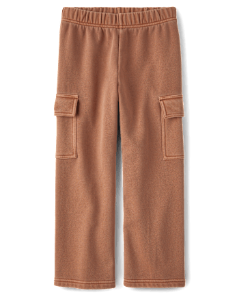 Kids Garment Dyed Premium Fleece Wide Leg Cargo Lounge Pants