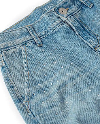 Girls Rhinestone Baggy Cargo Jeans