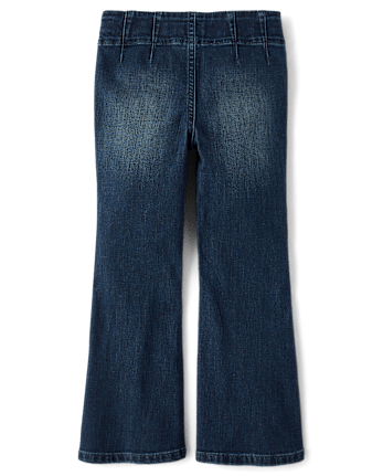 Girls Rhinestone Bow Flare Jeans